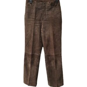 Vtg 90s Massimo Suede Leather Pants Women's Size 4 Brown Wide Leg